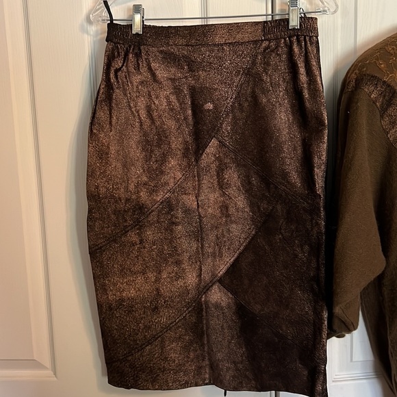 Graced by Starr copper suede skirt /lace leather suede trim sweater szM - Picture 8 of 14